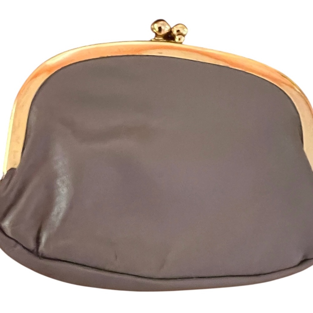Vintage St. Thomas Leather Change Purse – 4” x 3” – Gold Frame